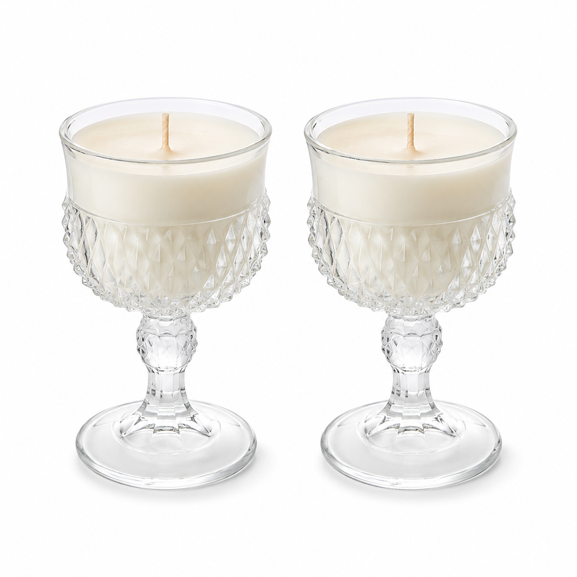 Nocturne | Vintage Diamond-Point Goblet Pair