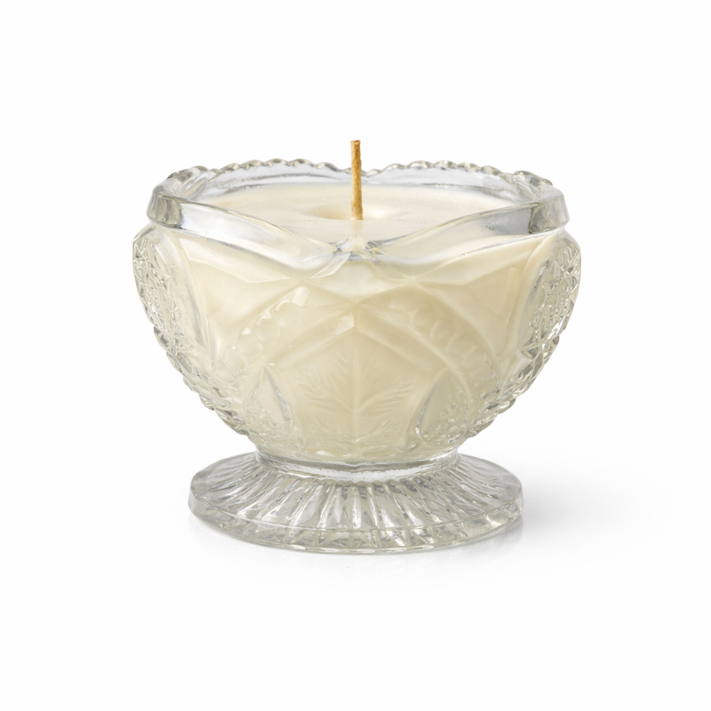 Veil | Antique Brilliant Cut Glass Footed Rose Bowl