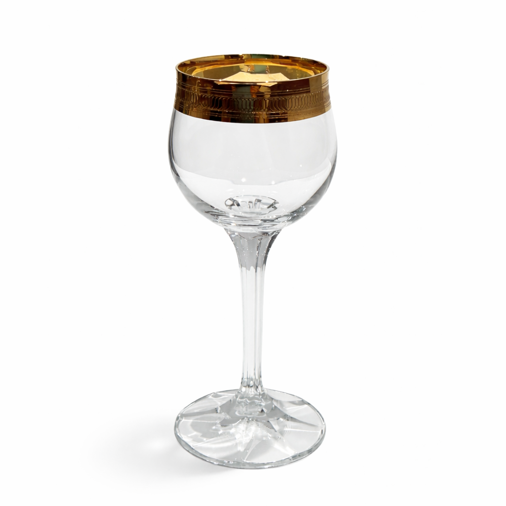 Theresienthal Concord Crystal Wine Glasses with 24K Gold Minton Rim — Set of 6
