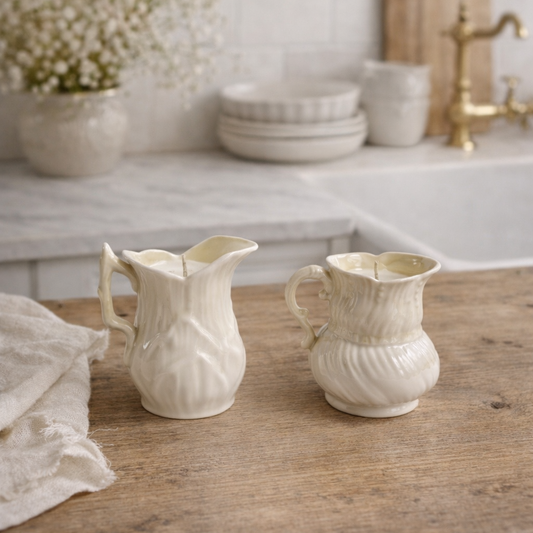 Shore hand poured soy candle in Ireland  Belleek Ribbon Pair