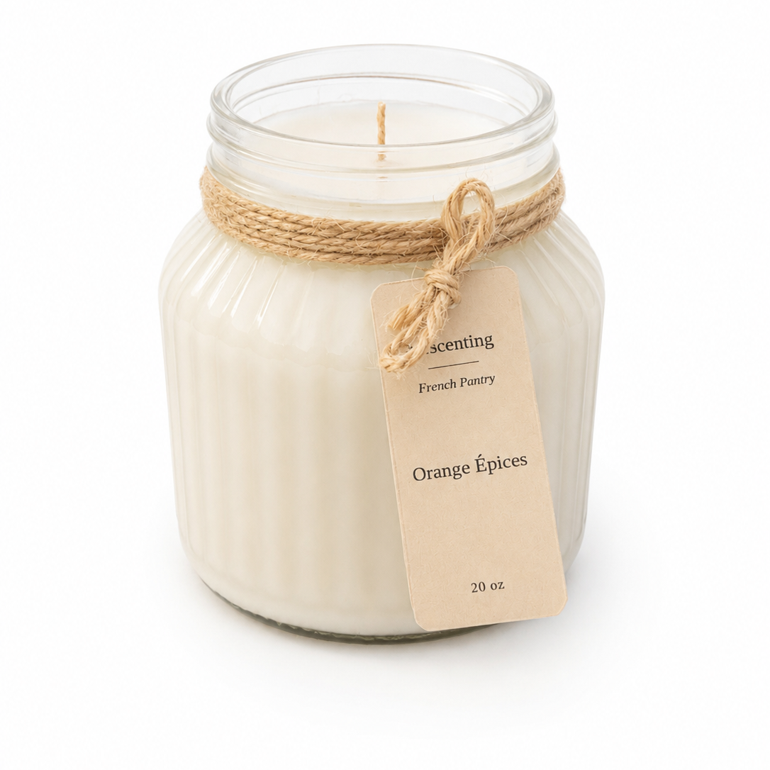 Orange Épices Ribbed Glass Soy Candle