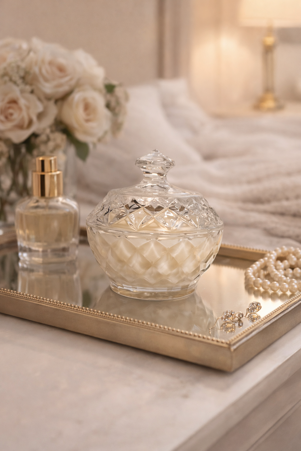Anchor hand poured soy candle in Round Lidded Crystal
