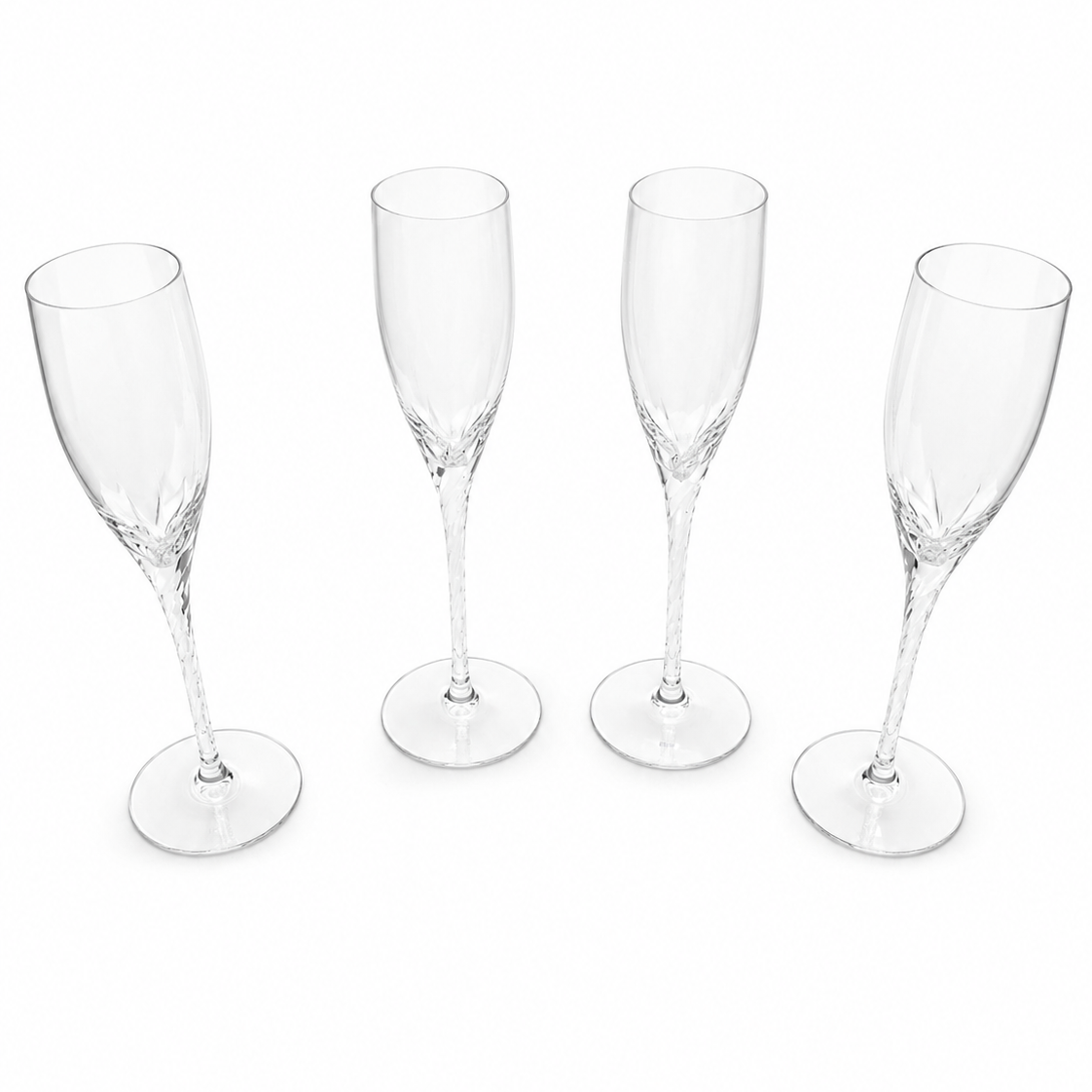 Vintage Lenox Aria Crystal Champagne Flutes Set of 4 Twisted Stem