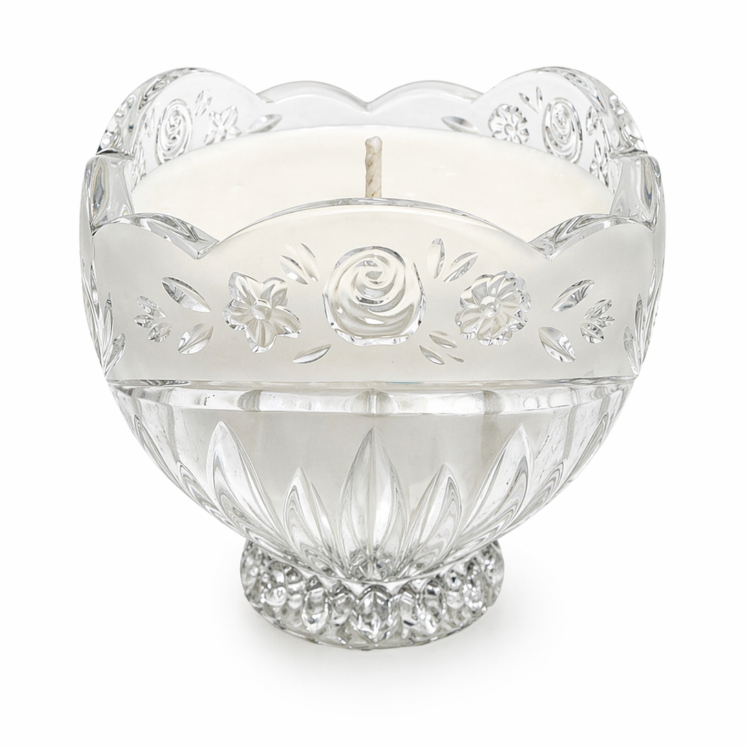Petal | Vintage Frosted Rose Crystal Footed Bowl