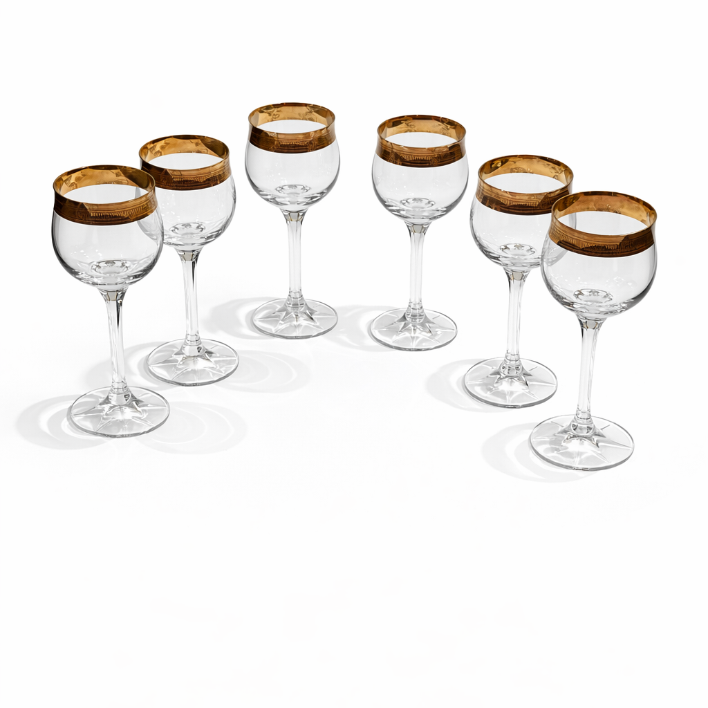 Theresienthal Concord Crystal Wine Glasses with 24K Gold Minton Rim — Set of 6
