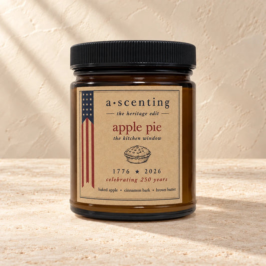 Apple Pie | Baked Apple & Cinnamon candle styled on a warm ivory background