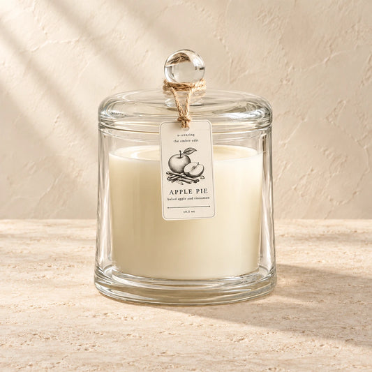 Apple Pie | Baked Apple & Cinnamon | Ember Cloche candle styled on a warm ivory background